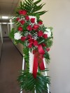 Cross With Cluster of Red Roses 999