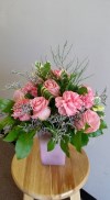 Cube Pink Roses and Pink Carnations