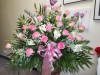 Basket Pink Roses and White Snapdragon