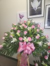 Basket Pink Roses and White Lilies