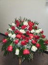 Casket Red and White Roses